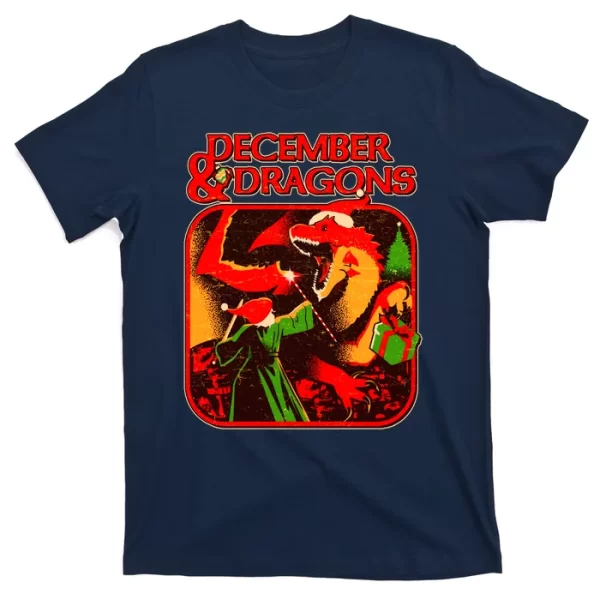 Christmas December & Dragons T Shirt For Men, Christmas Shirt For Girl Jezsport.com