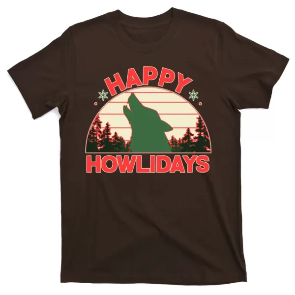 Christmas Happy Howlidays Vintage Howling Wolf T Shirt For Men, Christmas Shirt For Girl Jezsport.com