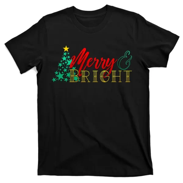 Christmas Merry & Bright T Shirt For Men, Christmas Shirt For Girl Jezsport.com