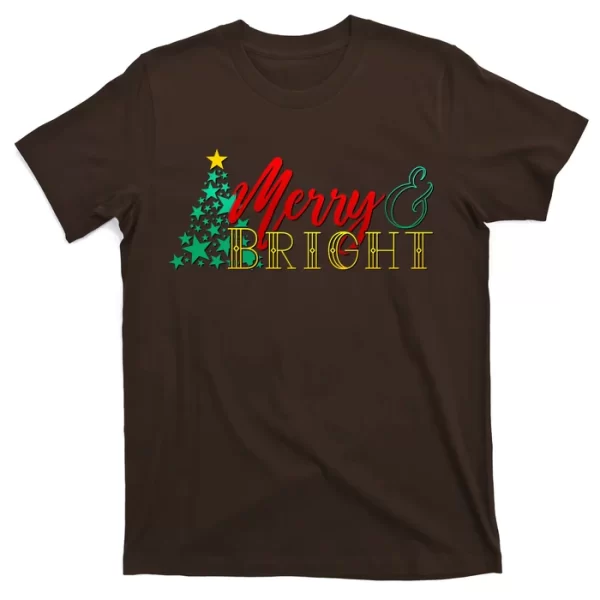 Christmas Merry & Bright T Shirt For Men, Christmas Shirt For Girl Jezsport.com