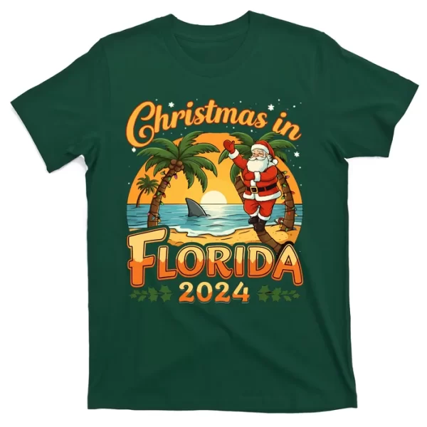 Christmas In Florida 2024 Family Vacation T Shirt For Men, Christmas Shirt For Girl Jezsport.com