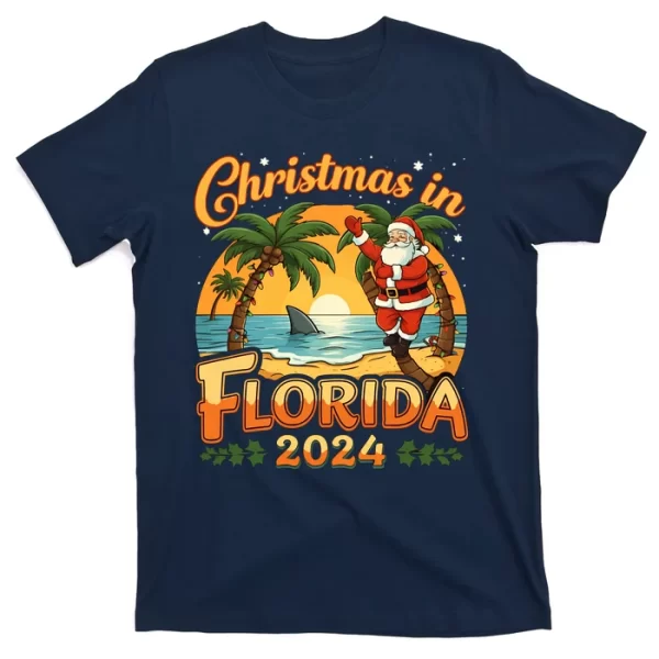 Christmas In Florida 2024 Family Vacation T Shirt For Men, Christmas Shirt For Girl Jezsport.com