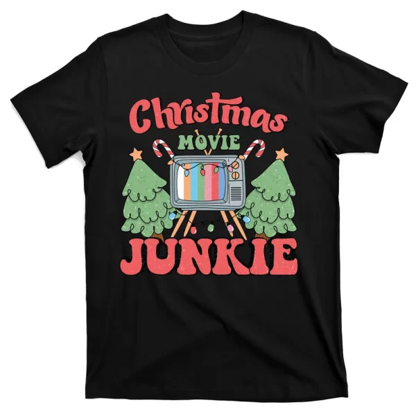 Christmas Movie Junkie T Shirt For Men, Christmas Shirt For Girl Jezsport.com