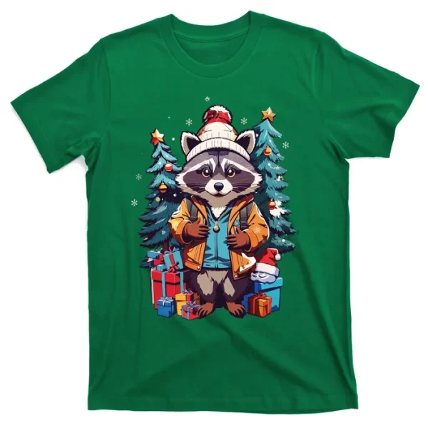 Christmas Raccoon T Shirt For Men, Christmas Shirt For Girl Jezsport.com