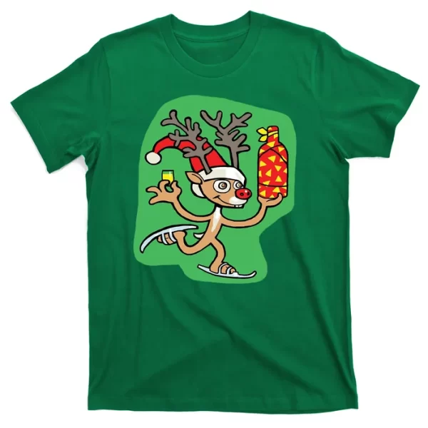 Christmas Reindeer On Ice T Shirt For Men, Christmas Shirt For Girl Jezsport.com