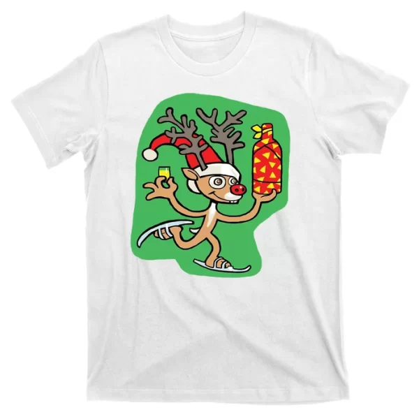 Christmas Reindeer On Ice T Shirt For Men, Christmas Shirt For Girl Jezsport.com