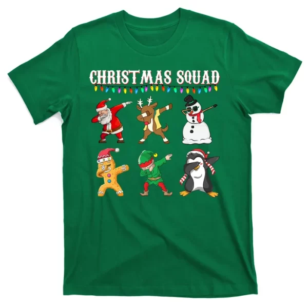 Christmas Squad Dabbing Characters T Shirt For Men, Christmas Shirt For Girl Jezsport.com