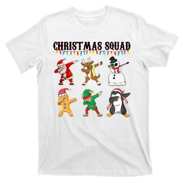 Christmas Squad Dabbing Characters T Shirt For Men, Christmas Shirt For Girl Jezsport.com