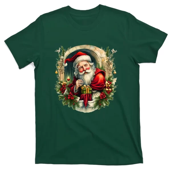 Christmas Spirit Santa Illustration T Shirt For Men, Christmas Shirt For Girl Jezsport.com