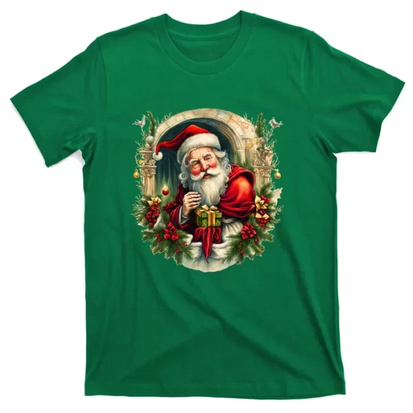 Christmas Spirit Santa Illustration T Shirt For Men, Christmas Shirt For Girl Jezsport.com