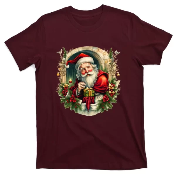 Christmas Spirit Santa Illustration T Shirt For Men, Christmas Shirt For Girl Jezsport.com