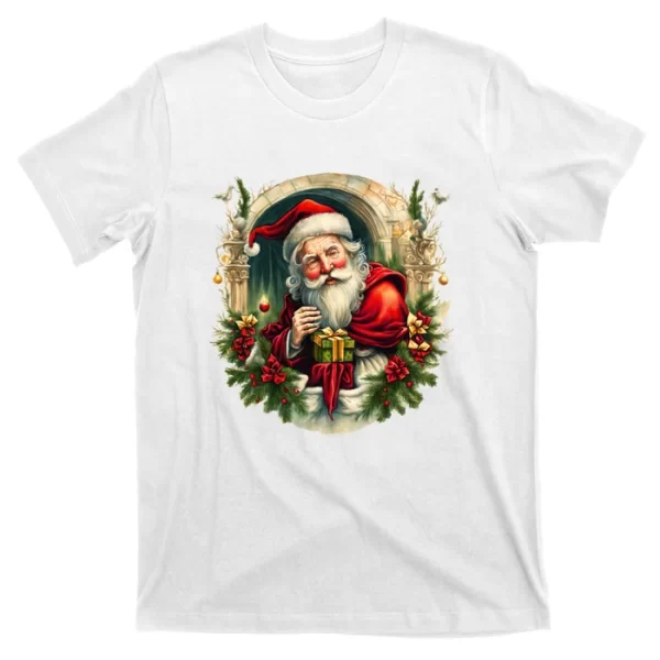 Christmas Spirit Santa Illustration T Shirt For Men, Christmas Shirt For Girl Jezsport.com