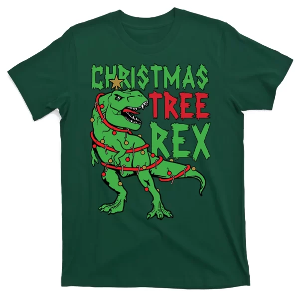 Christmas Tree Rex T Shirt For Men, Christmas Shirt For Girl Jezsport.com