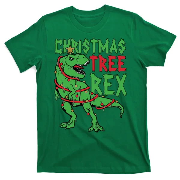 Christmas Tree Rex T Shirt For Men, Christmas Shirt For Girl Jezsport.com