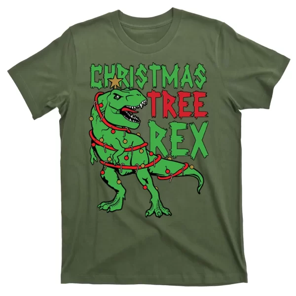 Christmas Tree Rex T Shirt For Men, Christmas Shirt For Girl Jezsport.com