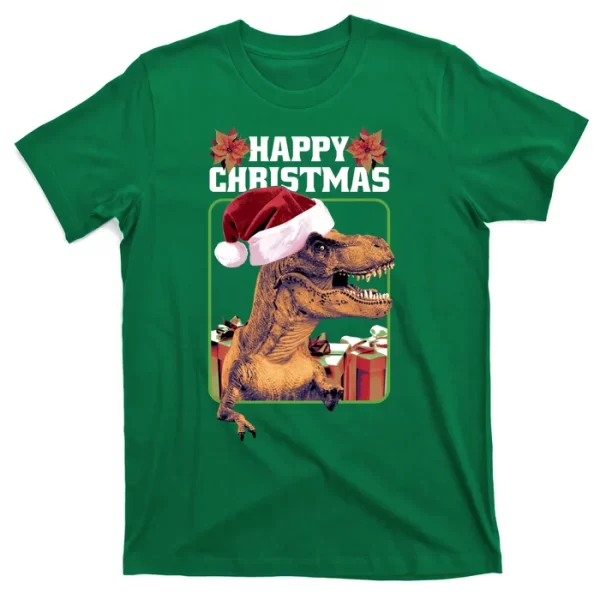 Cool T Rex Happy Christmas T Shirt For Men, Christmas Shirt For Girl Jezsport.com