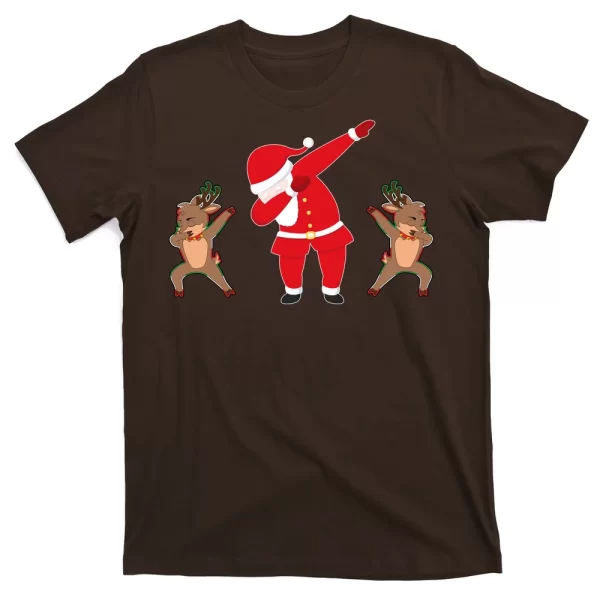 Dabbing Santa And Reindeer Funny Christmas T Shirt For Men, Christmas Shirt For Girl Jezsport.com