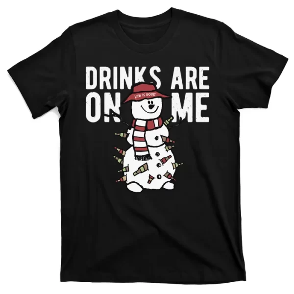 Drinks Are On Me Snowman Funny Christmas T Shirt For Men, Christmas Shirt For Girl Jezsport.com