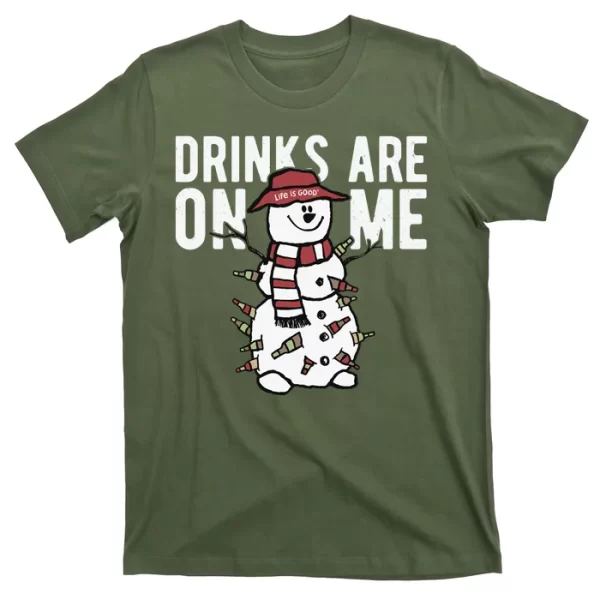 Drinks Are On Me Snowman Funny Christmas T Shirt For Men, Christmas Shirt For Girl Jezsport.com