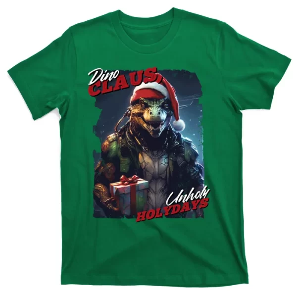 Dino Claus T Shirt For Men, Christmas Shirt For Girl Jezsport.com