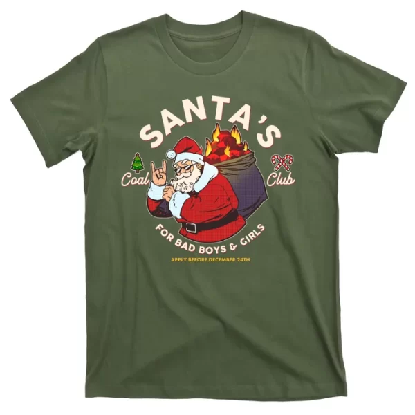 Funny Christmas Santa's Coal Club For Bad Boys And Girls T Shirt For Men, Christmas Shirt For Girl Jezsport.com