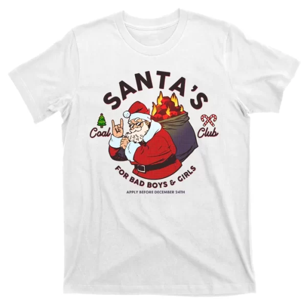 Funny Christmas Santa's Coal Club For Bad Boys And Girls T Shirt For Men, Christmas Shirt For Girl Jezsport.com