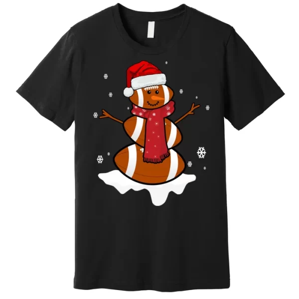 Football Christmas Snowman Premium T Shirt For Men, Christmas Shirt For Girl Jezsport.com