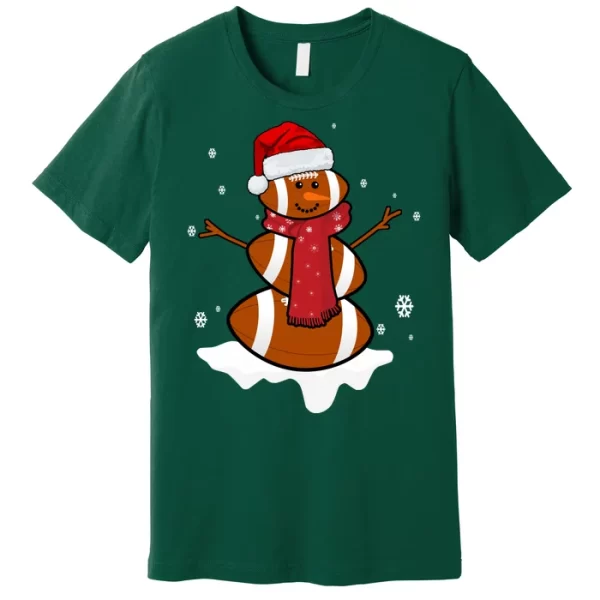 Football Christmas Snowman Premium T Shirt For Men, Christmas Shirt For Girl Jezsport.com