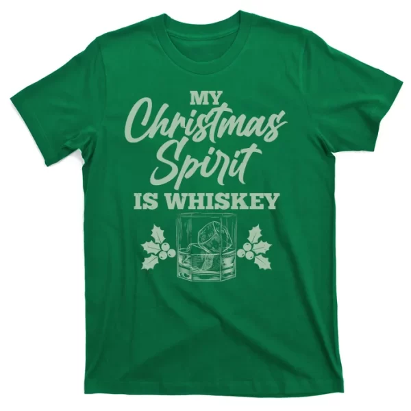 Funny Christmas Spirit Is Whiskey T Shirt For Men, Christmas Shirt For Girl Jezsport.com