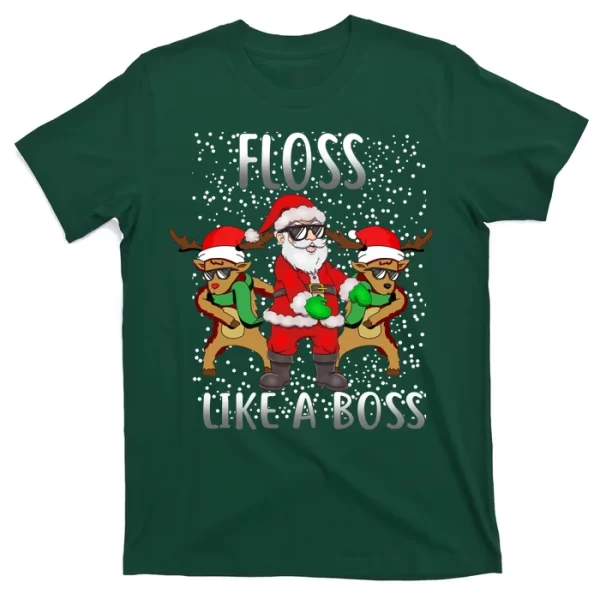 Floss like a Boss Santa Reindeer T ShirtFor Men, Christmas Shirt For Girl Jezsport.com