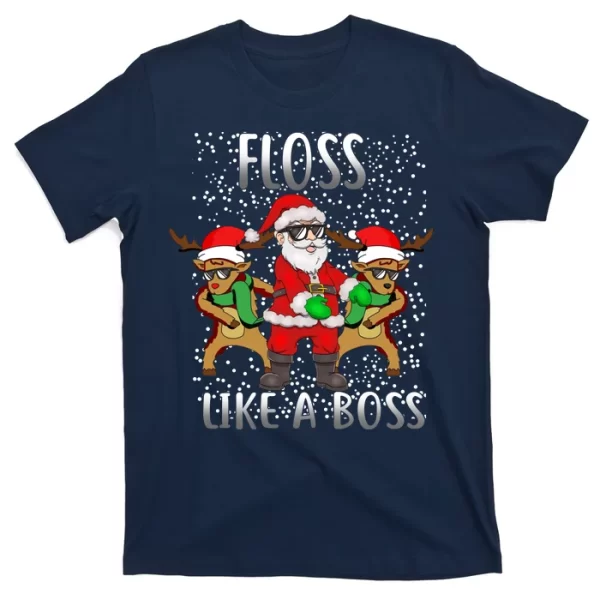 Floss like a Boss Santa Reindeer T ShirtFor Men, Christmas Shirt For Girl Jezsport.com