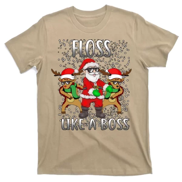 Floss like a Boss Santa Reindeer T ShirtFor Men, Christmas Shirt For Girl Jezsport.com