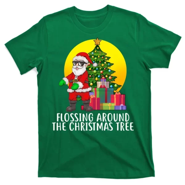 Flossing Around The Christmas Tree T Shirt For Men, Christmas Shirt For Girl Jezsport.com