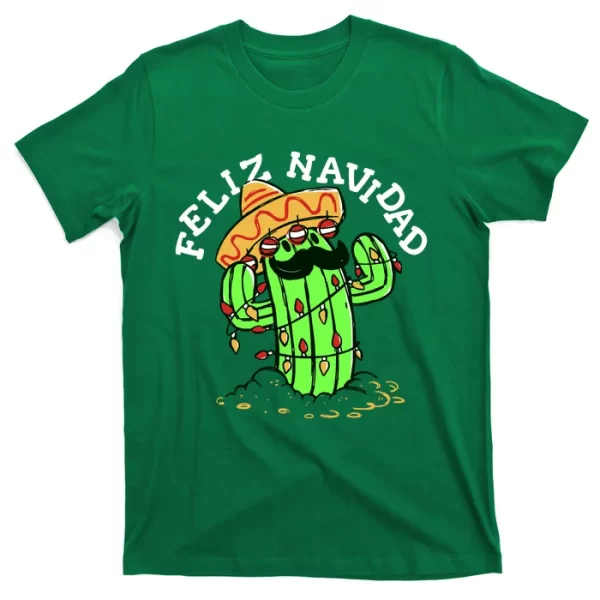 Feliz Navidad Merry Christmas Cactus Funny Humor Spanish T Shirt For Men, Christmas Shirt For Girl Jezsport.com