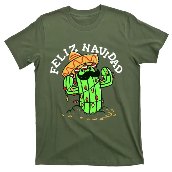 Feliz Navidad Merry Christmas Cactus Funny Humor Spanish T Shirt For Men, Christmas Shirt For Girl Jezsport.com