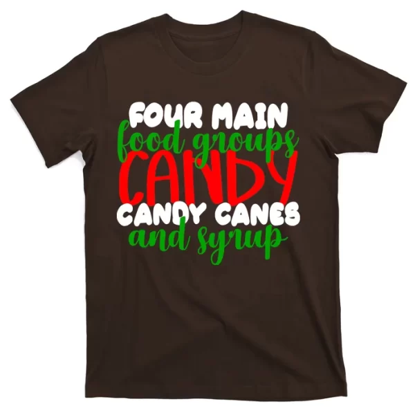 Four Main Food Groups Candy Canes & Syrup T Shirt For Men, Christmas Shirt For Girl Jezsport.com