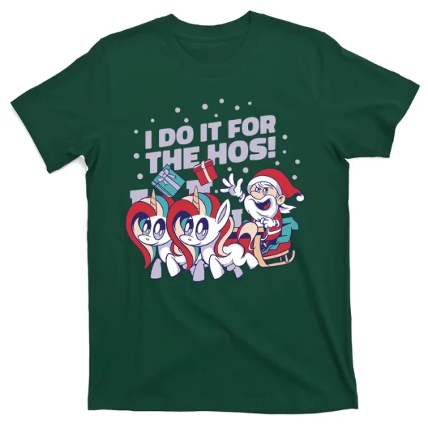 Funny Santa Riding Sleighs With Unicorns T Shirt For Men, Christmas Shirt For Girl Jezsport.com