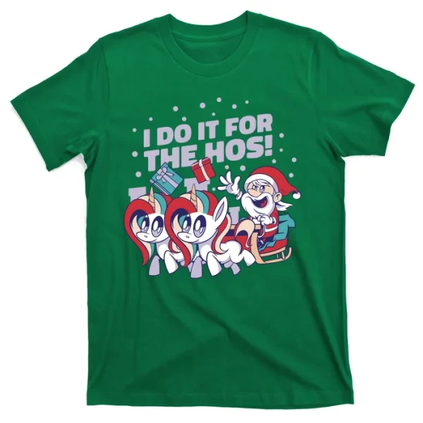 Funny Santa Riding Sleighs With Unicorns T Shirt For Men, Christmas Shirt For Girl Jezsport.com