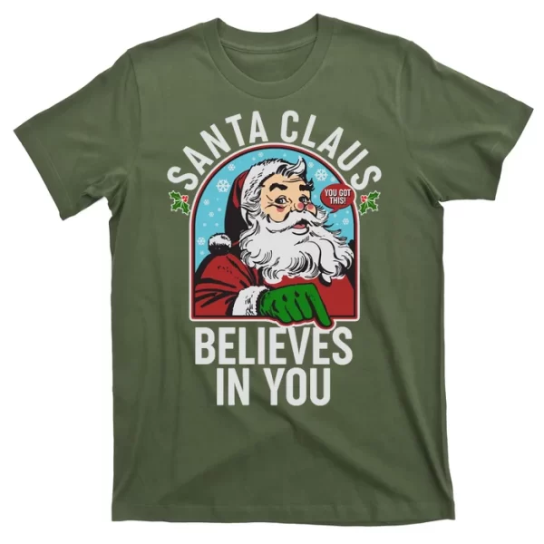 Funny Christmas Vintage Santa Claus Believe In You T Shirt For Men, Christmas Shirt For Girl Jezsport.com