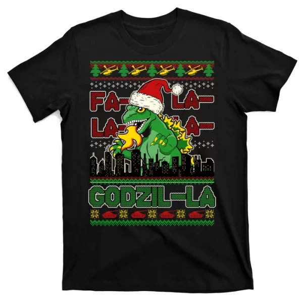 Funny Fa La La La Godzil-La Ugly Christmas Sweater T ShirtFor Men, Christmas Shirt For Girl Jezsport.com