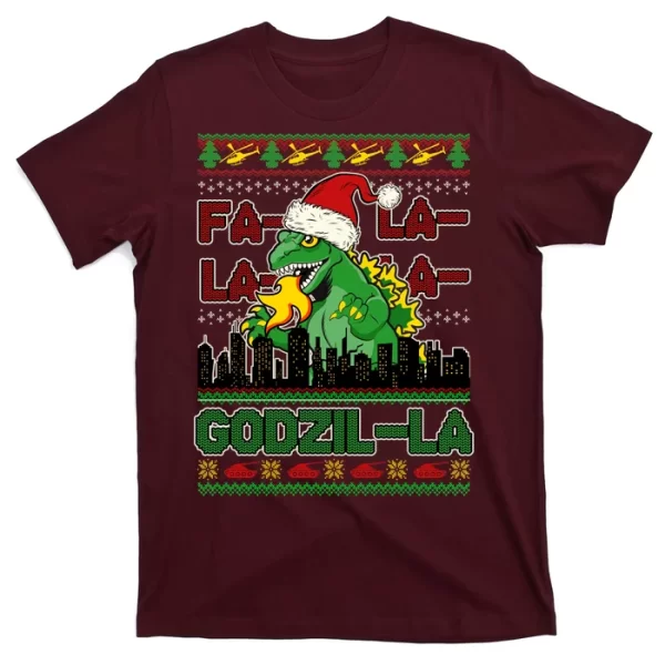 Funny Fa La La La Godzil-La Ugly Christmas Sweater T ShirtFor Men, Christmas Shirt For Girl Jezsport.com