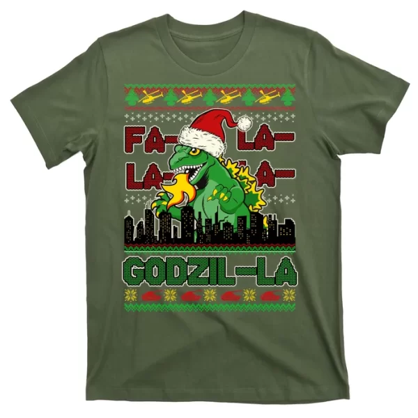 Funny Fa La La La Godzil-La Ugly Christmas Sweater T ShirtFor Men, Christmas Shirt For Girl Jezsport.com