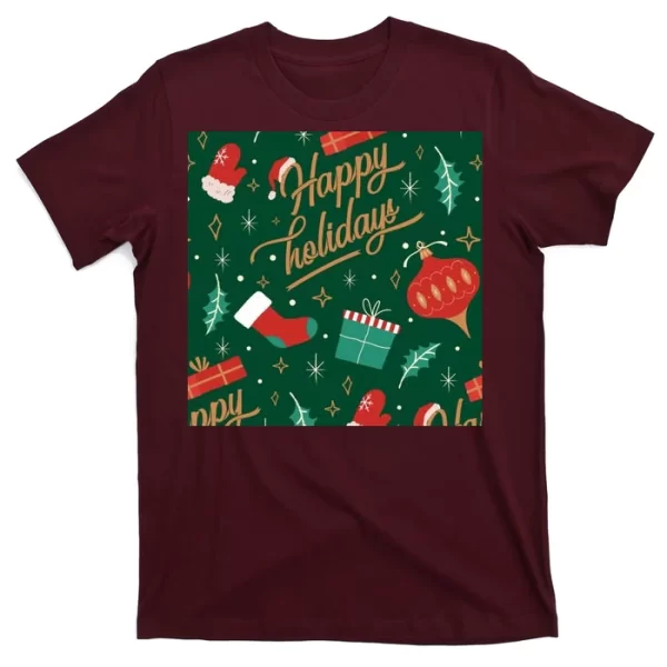 Happy Holidays Christmas Festive T Shirt For Men, Christmas Shirt For Girl Jezsport.com