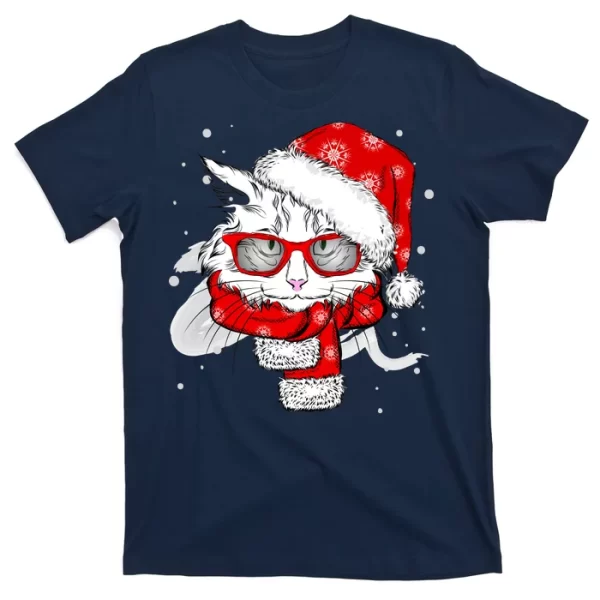 Hipster Christmas Cat T Shirt For Men, Christmas Shirt For Girl Jezsport.com