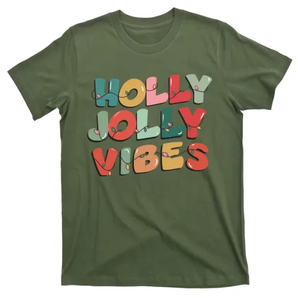 Holly Jolly Vibes Christmas Lights T Shirt For Men, Christmas Shirt For Girl Jezsport.com