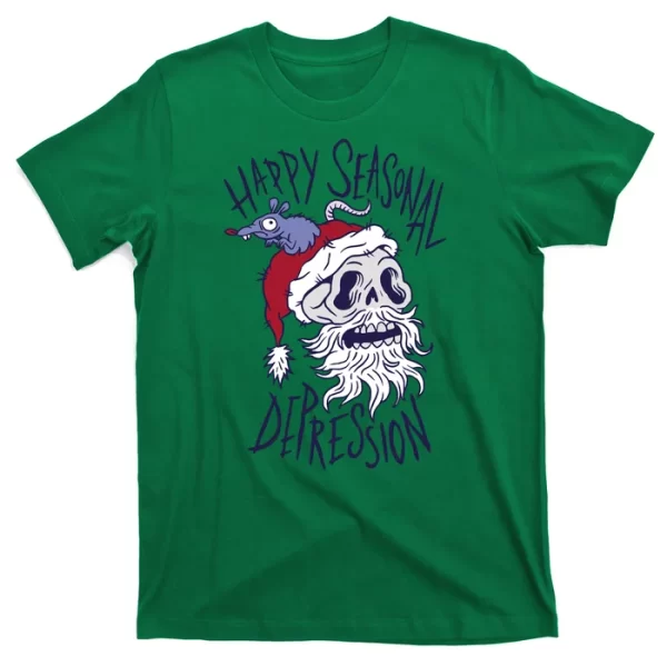 Happy Seasonal Depression Santa T Shirt For Men, Christmas Shirt For Girl Jezsport.com