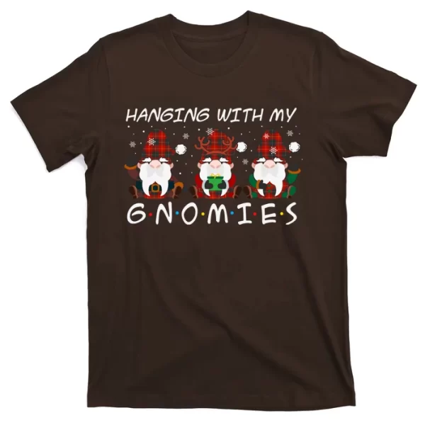 Hanging With My Gnomies Friends Christmas Holiday T-Shirt For Men, Christmas Shirt For Girl Jezsport.com