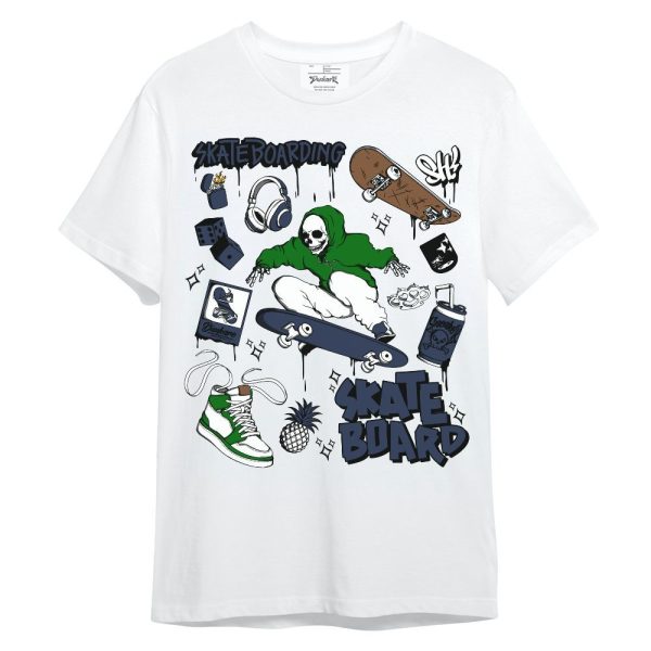 Midnight Navy 13s Shirt, Doodle Skeleton Skateboard Unisex Shirt Matching Jordan Shirt Jezsport.com