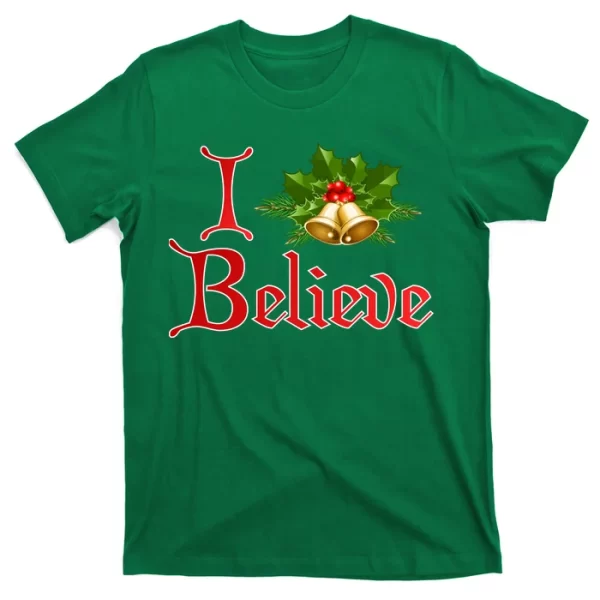 I Believe Christmas Bells T Shirt For Men, Christmas Shirt For Girl Jezsport.com