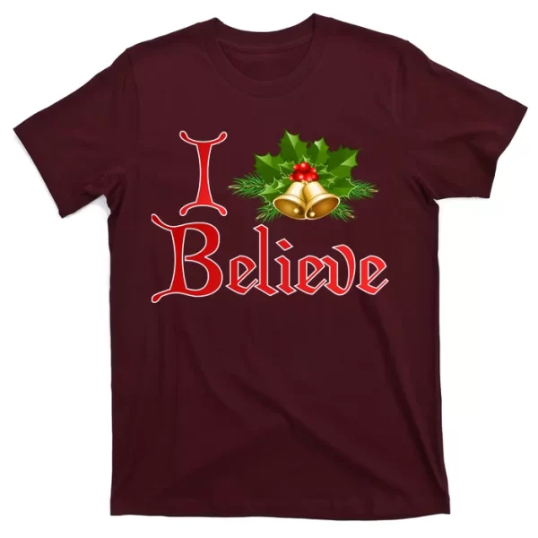 I Believe Christmas Bells T Shirt For Men, Christmas Shirt For Girl Jezsport.com